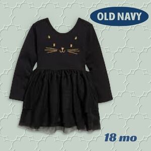 👍 *GUC* OLD NAVY | 18 mo| Baby Black Cat Long-Sleeve Tutu Dress